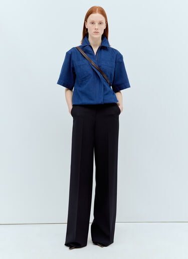 Max Mara 캔버스 반팔 셔츠 블루 max0256070