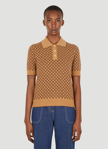 Gucci Square G Knit Polo Shirt Camel guc0251062