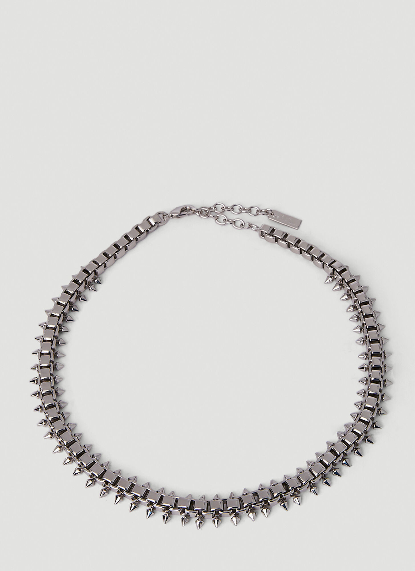 Saint Laurent Squares And Spikes Necklace In Silver
