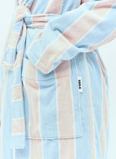 Tekla Striped Hooded Bathrobe Blue tek0355010