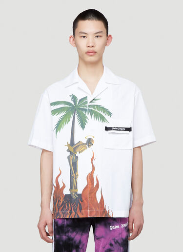 Skeleton Bowling Shirt Palm Angels Skeleton Bowling Shirt White pma0139011