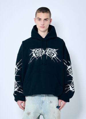 Moncler Death Metal Cropped Hooded Sweatshirt Black mon0160026