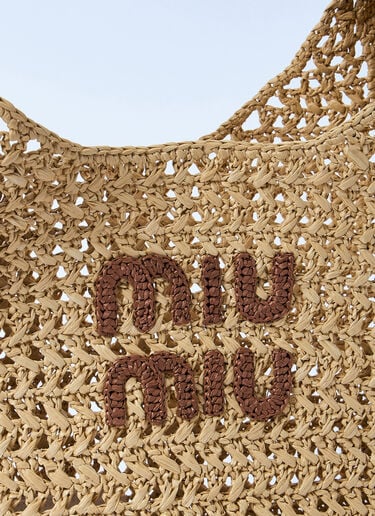 Logo Motif Crochet Shoulder Bag Miu Miu Logo Motif Crochet Shoulder Bag Natural miu0260022