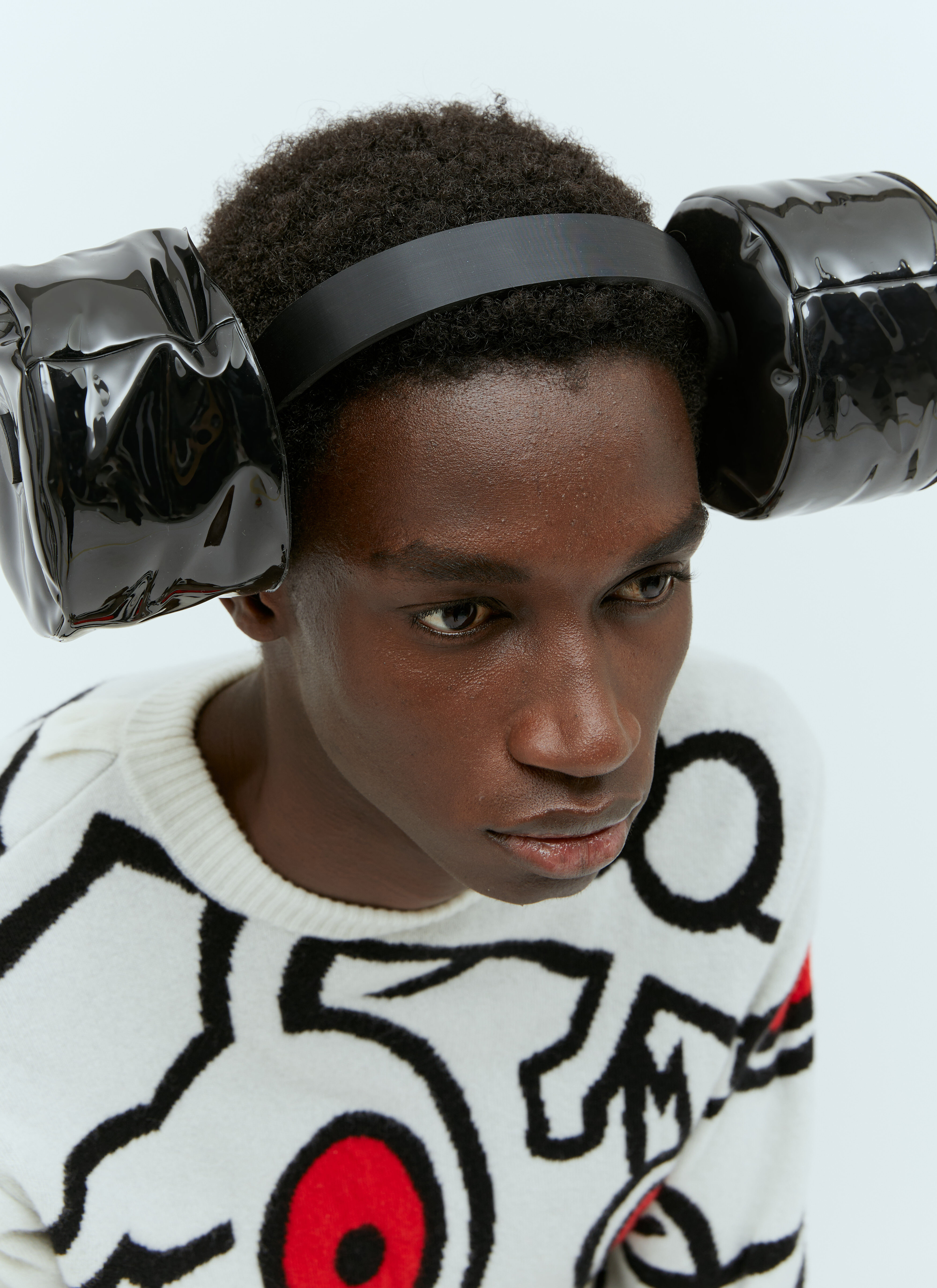 Walter Van Beirendonck Men s Double Spiked Diadem 3D Headband in Black LN CC
