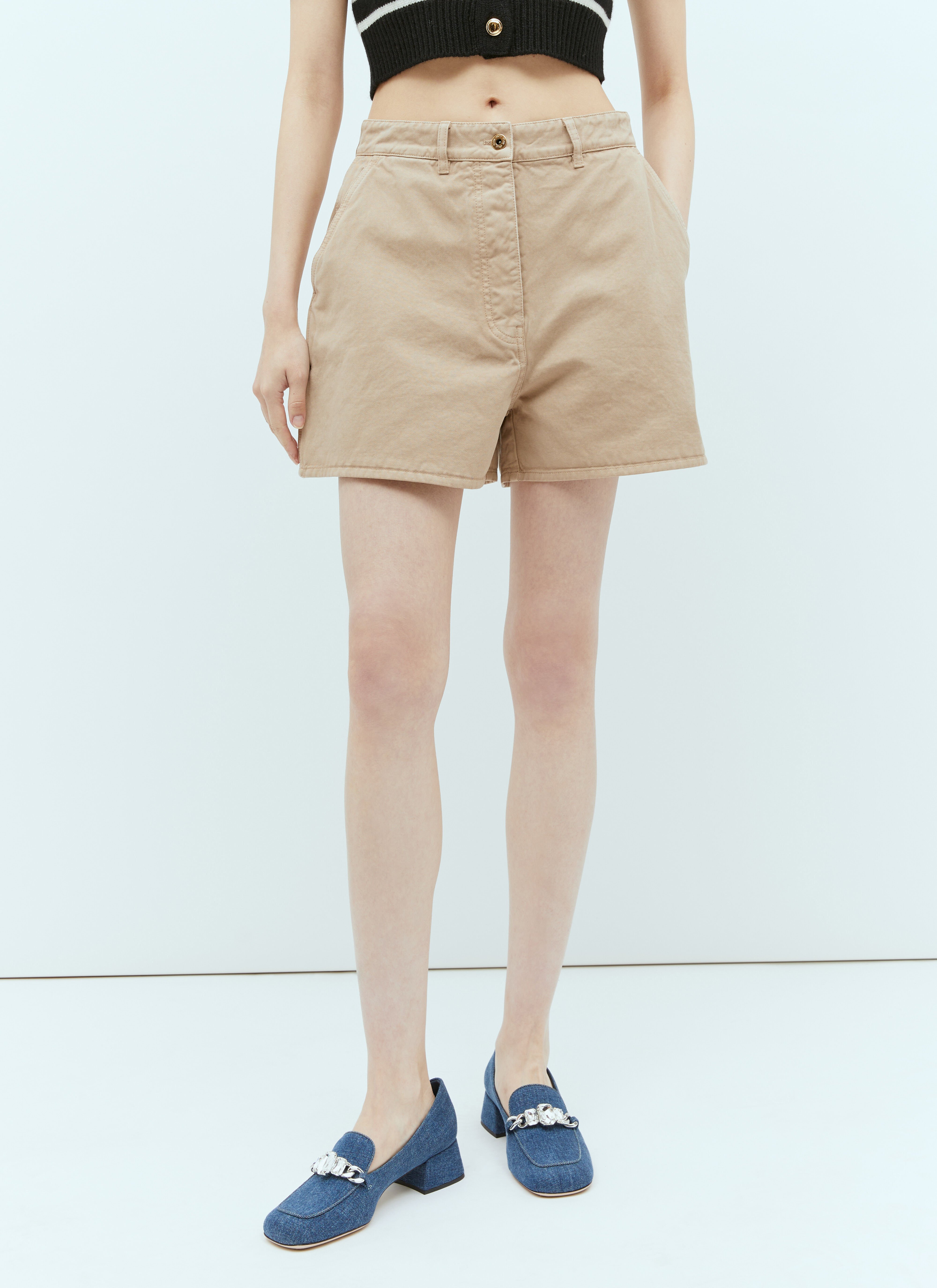 Miu Miu Women s Gabardine Shorts in Beige LN CC