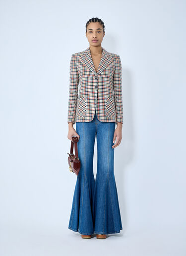 Chloé Tailored Check Wool Blazer Blue chl0259006