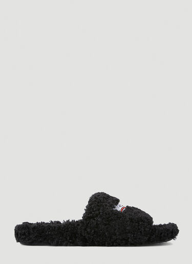 Balenciaga 퍼리 인조 시어링 슬라이드 블랙 bal0147021