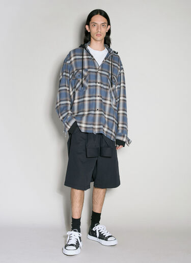 스웨트 후드 체크 셔츠  Maison Mihara Yasuhiro 스웨트 후드 체크 셔츠  블루 mmy0156015
