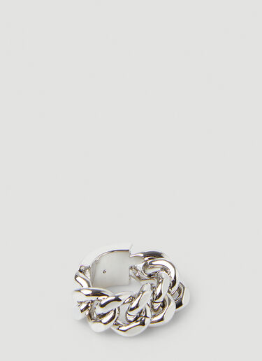 Saint Laurent Logo Plaque Chain Ring Silver sla0147081