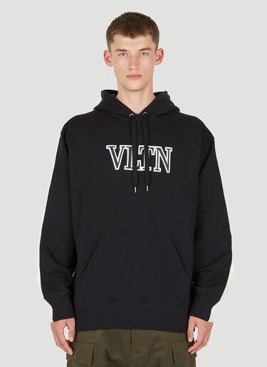 Valentino Embroidered Logo Hooded Sweatshirt Black val0149018
