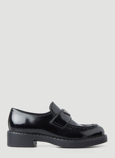 Prada Logo Plaque Loafers Black pra0248067