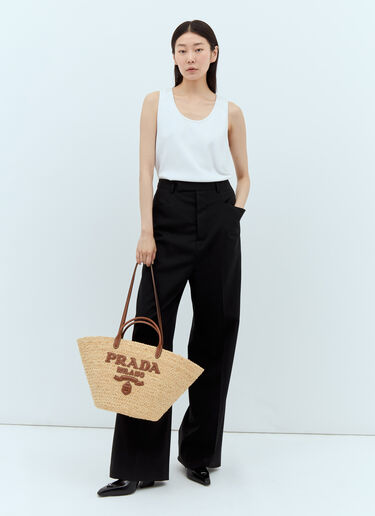 Prada Large Raffia Shopping Bag Beige pra0256027