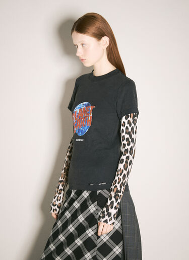 Balenciaga Planet Earth Double-Sleeve T-Shirt Black bal0258010