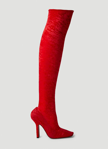 VETEMENTS Velvet OTK Boomerang Boots Red vet0250034