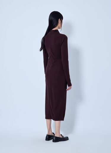 LN-CC® - Max Mara: Asymmetric Draped Dress - Dark Brown Max Mara Asymmetric Draped Dress Dark Brown max0266046