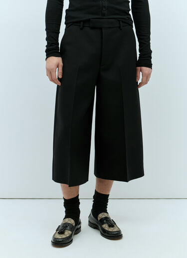 Gucci Wool Silk Cropped Pants Black guc0155039