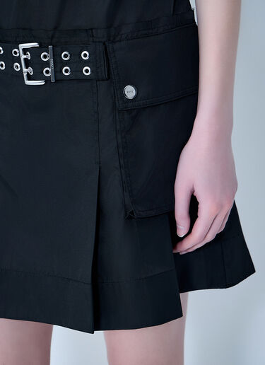 GANNI Duchesse Nylon Belted Mini Dress Black gan0263025