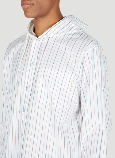 Marni Striped Hooded Shirt White mni0151003