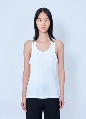 Jean Paul Gaultier Ribbed Tank Top with Metallic Hardware White jpg0364003