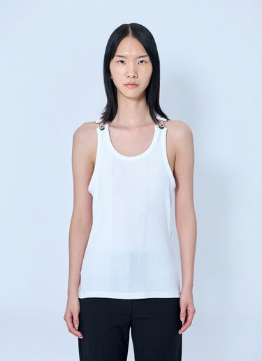 Jean Paul Gaultier Ribbed Tank Top with Metallic Hardware White jpg0364003