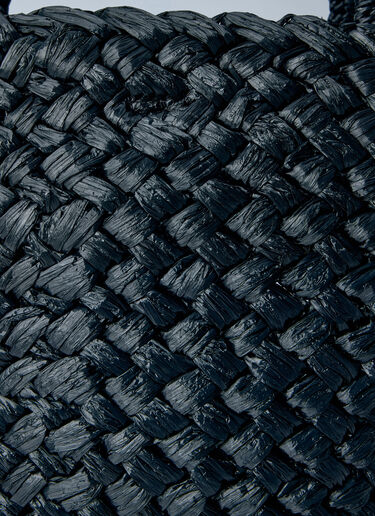 The Row Estelle Two Medium Raffia Bag Black row0264087