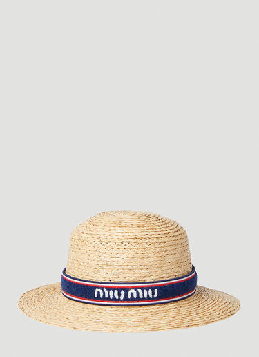 Miu Miu 로고 밀짚모자 베이지 miu0252054