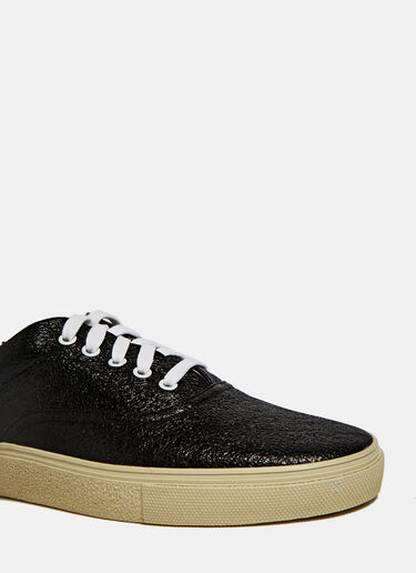 Saint Laurent Cracked Leather Low-Top Sneakers Black sla0122017