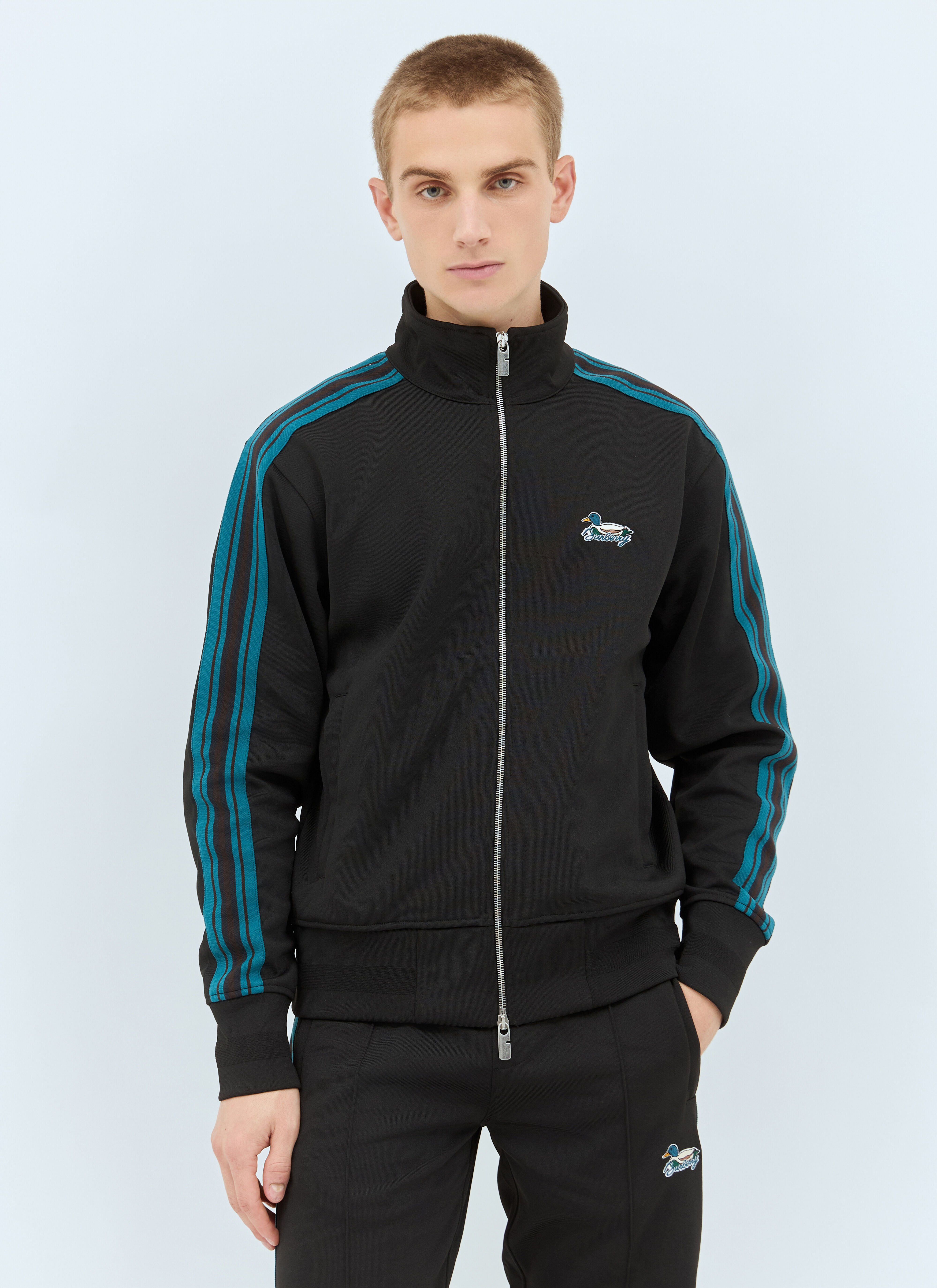 Burberry Men s Striped Jersey Track Jacket in Black LN CC