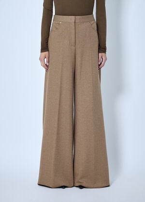 Max Mara Herringbone Wide-Leg Trousers Camel max0266058
