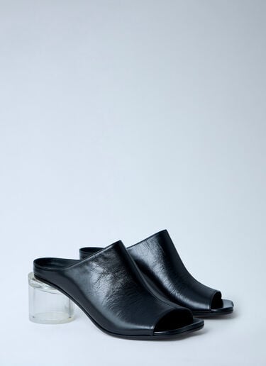 MM6 Maison Margiela Leather Mule with Transparent Block Heel Black mmm0264014