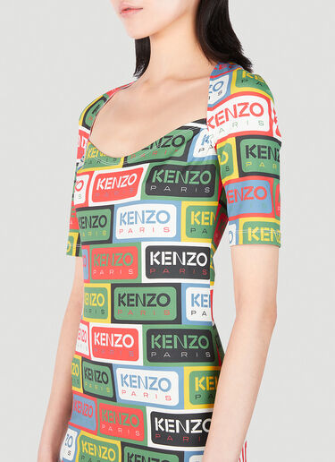 Kenzo Label Bodycon Midi Dress Green knz0252006