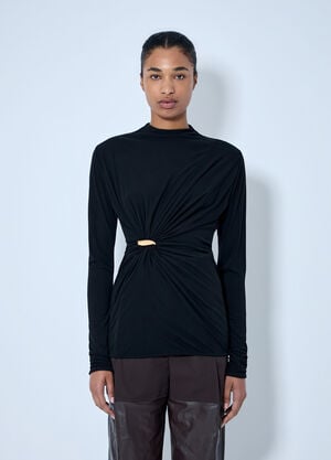 Bottega Veneta Twist Detail Long Sleeve Top Black bov0264061