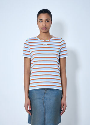 Marni Striped Cotton Jersey T-Shirt Light Blue mni0264004