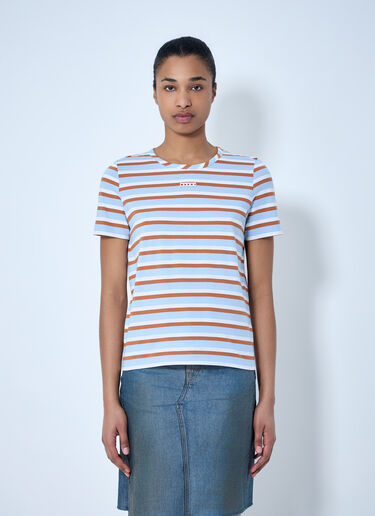 Marni Striped Cotton Jersey T-Shirt Light Blue mni0264004