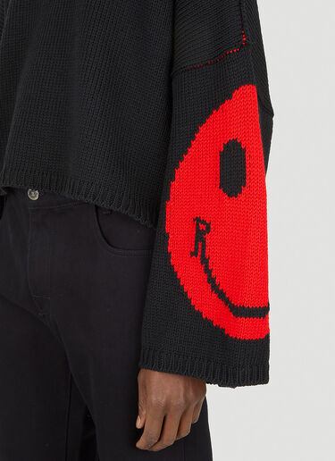 Raf Simons x Smiley 와이드 슬리브 스웨터 블랙 rss0148029