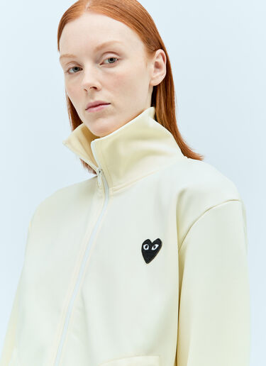 Comme Des Garçons PLAY Logo Patch Zip-Up Sweatshirt Beige cpl0355026