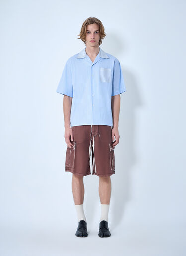Marni Striped Cotton Poplin Shirt Blue mni0163004