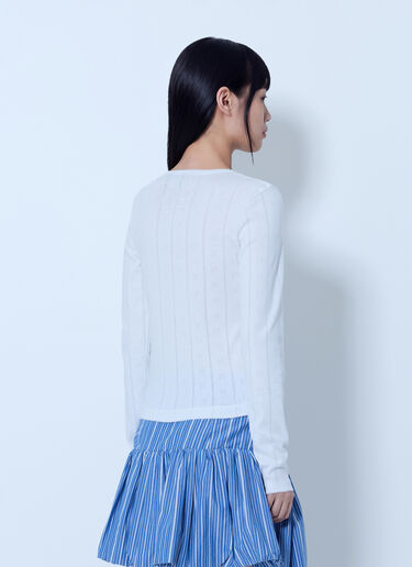 LN-CC® - GANNI: Compact Pointelle Rib Jersey Top - White GANNI Compact Pointelle Rib Jersey Top White gan0265003