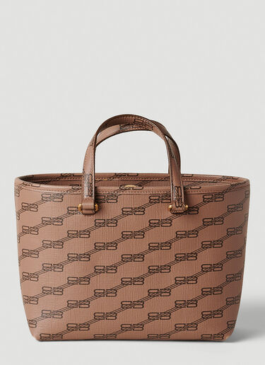 Balenciaga Signature Monogram Shopper Tote Bag Brown bal0251077