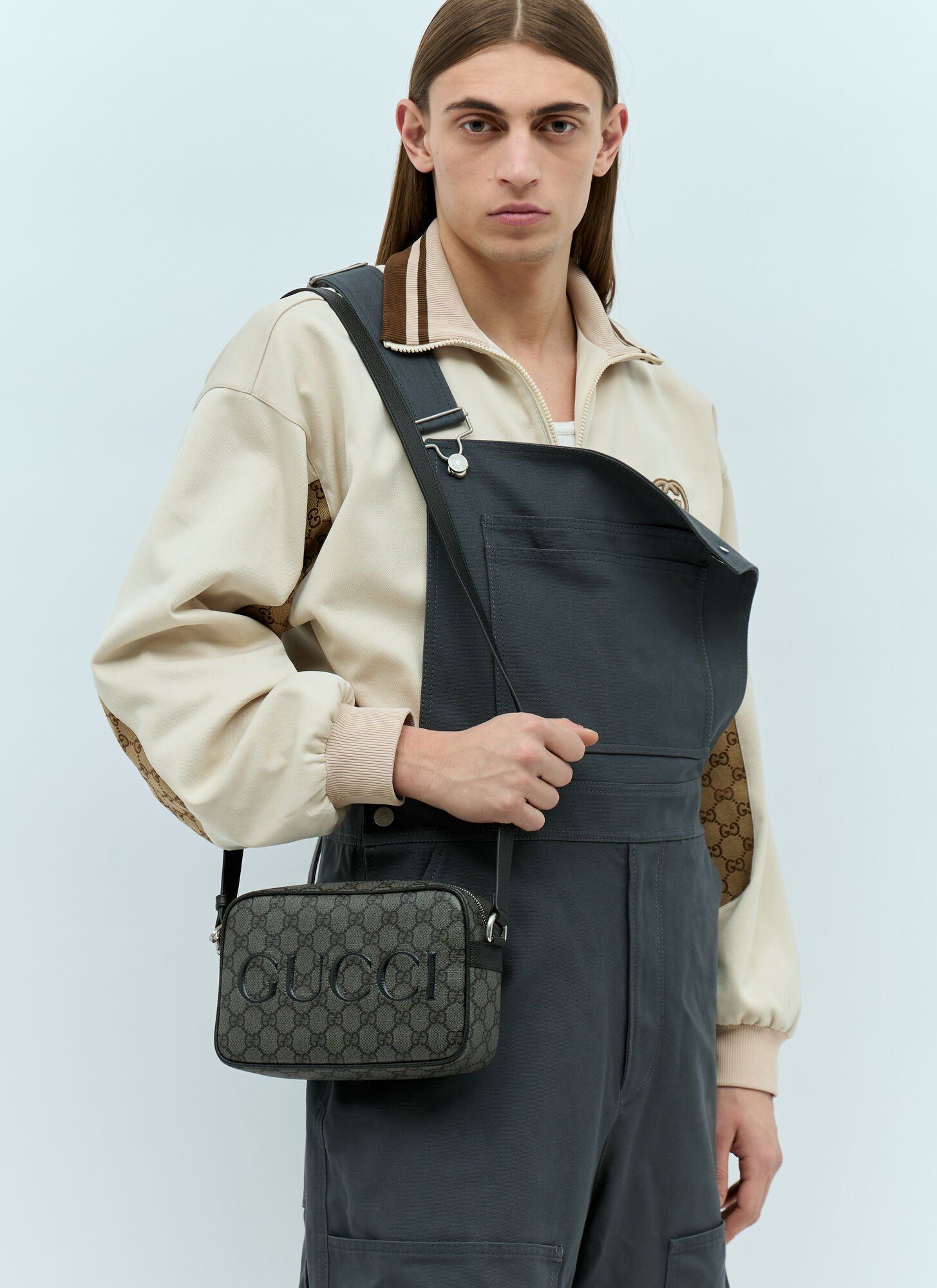 Shop Gucci Gg Mini Crossbody Bag In Grey