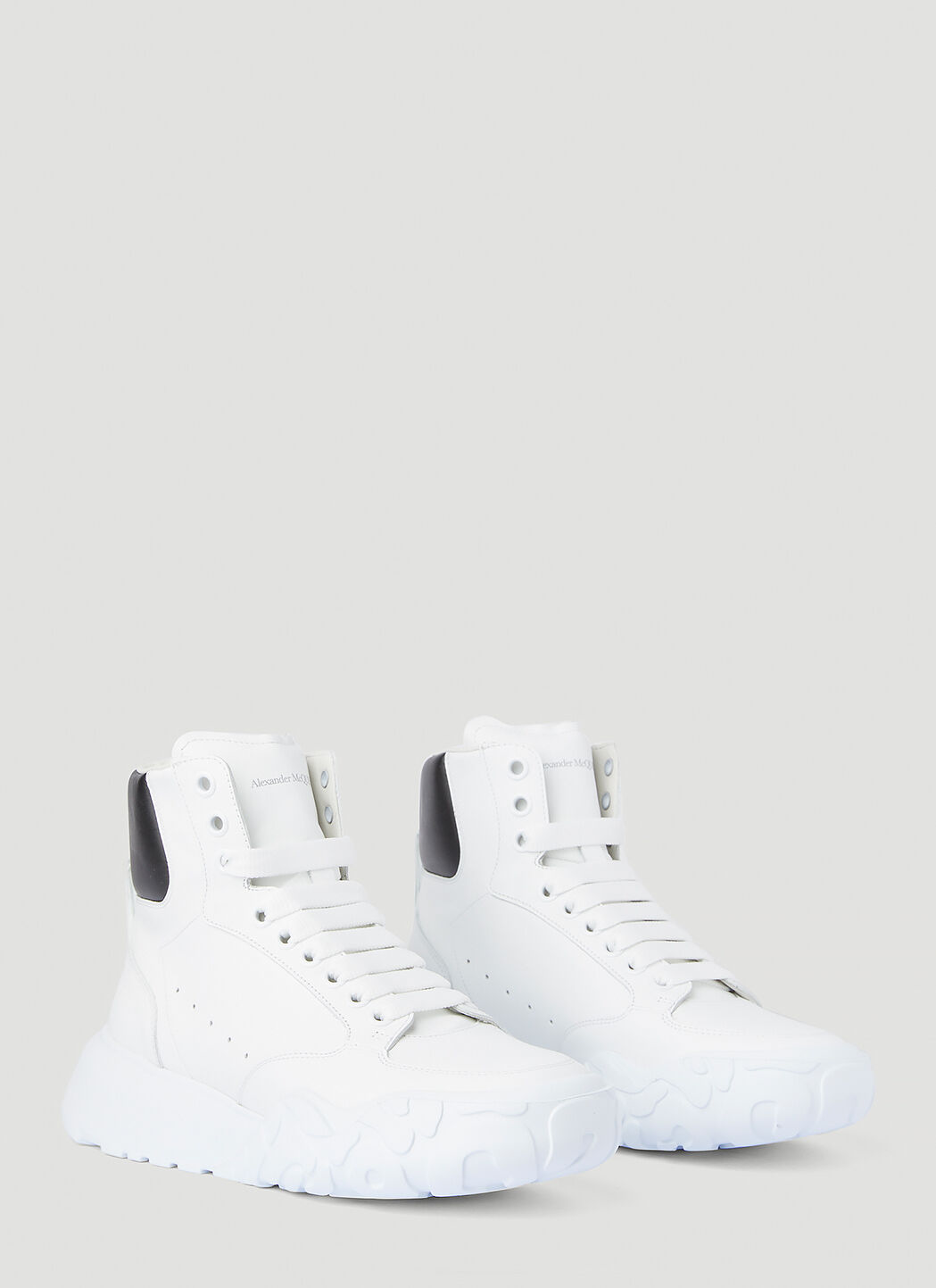 Alexander McQueen Court High Top Leather Sneakers in White LN CC