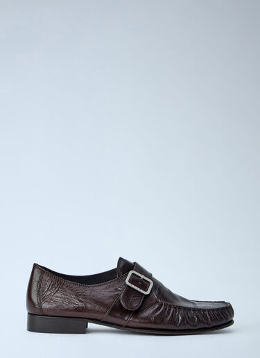 Marni Buckle Detail Leather Loafers Brown mni0166009
