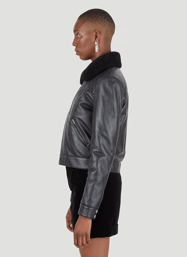 Saint Laurent Shearling Leather Jacket Black sla0245015
