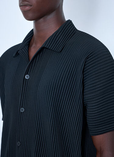 LN-CC® - Homme Plissé Issey Miyake: Pleat Short Sleeve Shirt - Black Homme Plissé Issey Miyake Pleat Short Sleeve Shirt Black hmp0165005