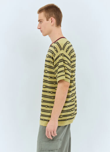 Brain Dead Embroidered Puckered Striped T-Shirt Green bra0158003