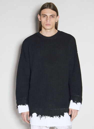 MM6 Maison Margiela Distressed Knit Sweater Black mmm0154005