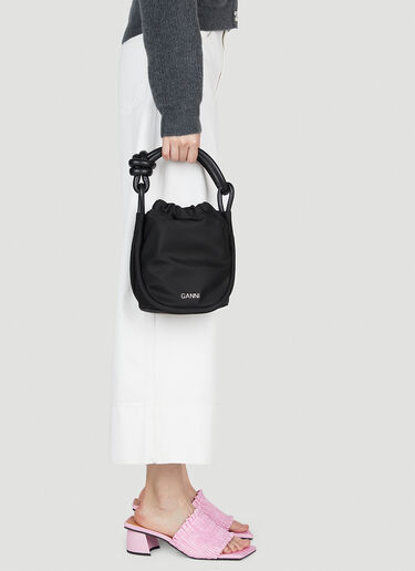 GANNI Small Knot Bucket Handbag Black gan0253043