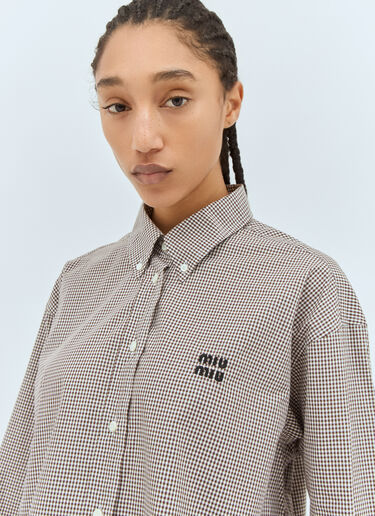 Gingham Crop Shirt Miu Miu Gingham Crop Shirt Grey miu0258073