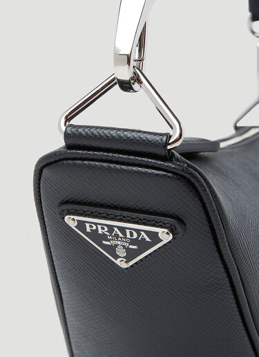Prada Embossed Triangle Crossbody Bag Black pra0152096