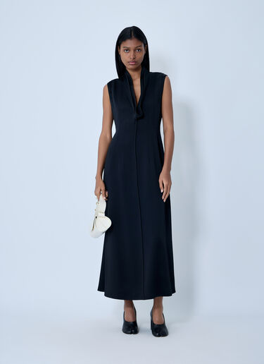 Jil Sander V-Neck Midi Dress Black jil0264004